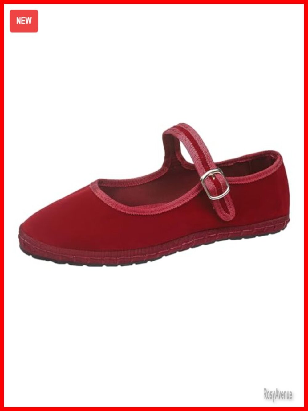 Womens Square Toe Velvet Mary Jane Ballet Flats Adjustable Buckle Slip On